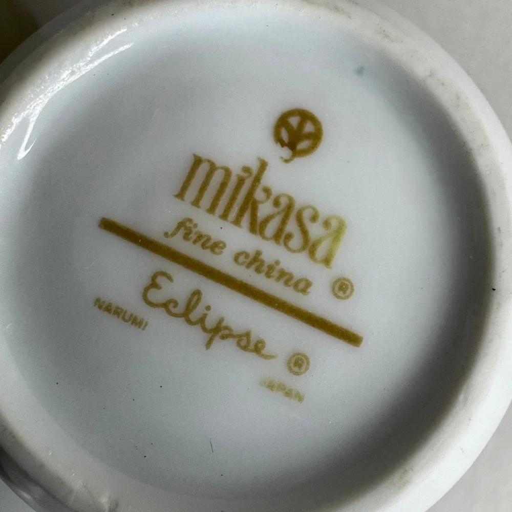 Mikasa Eclipse Tawny Green Creamer and Sugar Bowl Fine China Japan